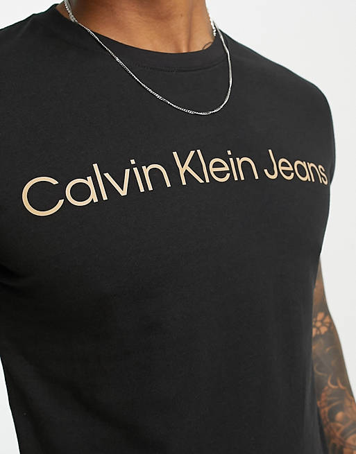 Calvin Klein Jeans institutional logo slim fit t-shirt in black | ASOS