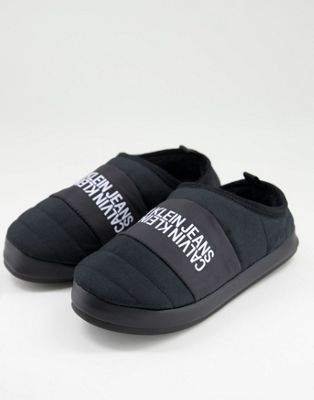 Calvin Klein Jeans institutional logo slippers in black