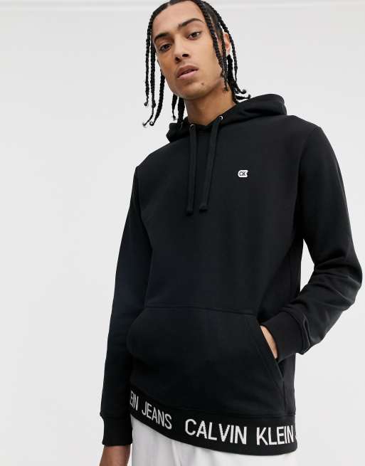 Calvin klein jeans institutional logo black hoodie hotsell