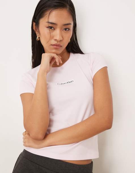 Calvin Klein Jeans – Institutional – Rosa, kort t-shirt - view 1