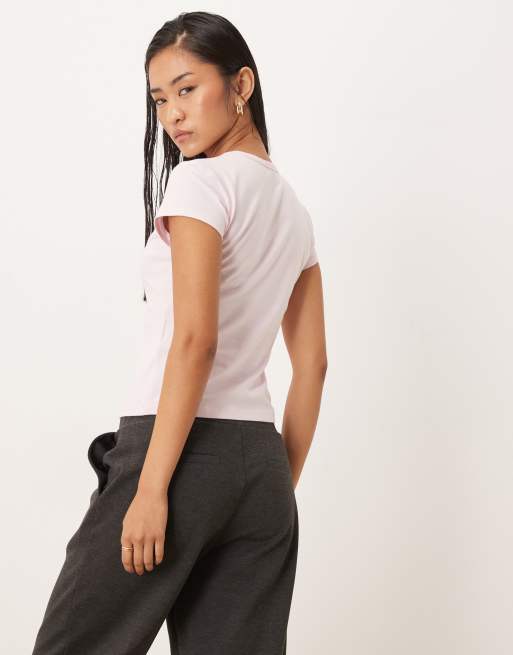 Calvin Klein Jeans – Institutional – Rosa, kort t-shirt, 3 av 4