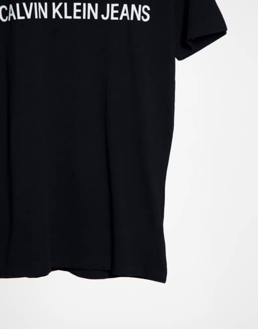 Calvin Klein Jeans - Institutional - Slim-fit T-shirt met scriptlogo in zwart, 4 van 4