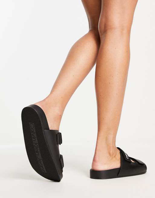 Calvin Klein Jeans - Institutional - Sorte slip-on sandaler med logo , 3 af 4