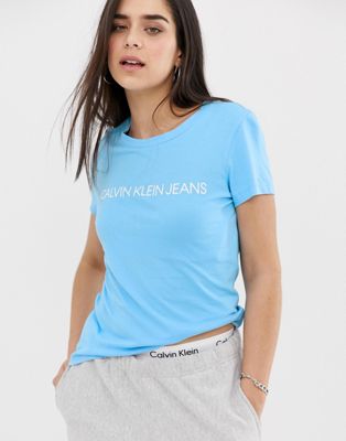 Calvin Klein Jeans - Institutional - T-shirt met logo-Blauw