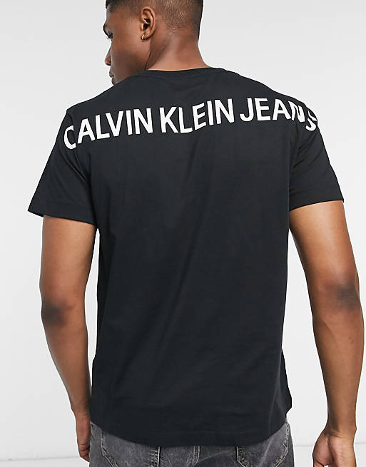 Calvin Klein Jeans – Institutional – T-Shirt mit Logo hinten in Schwarz |  ASOS
