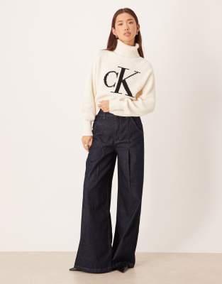 Calvin Klein Jeans Est.1978 Intarsia Knit Sweater In White