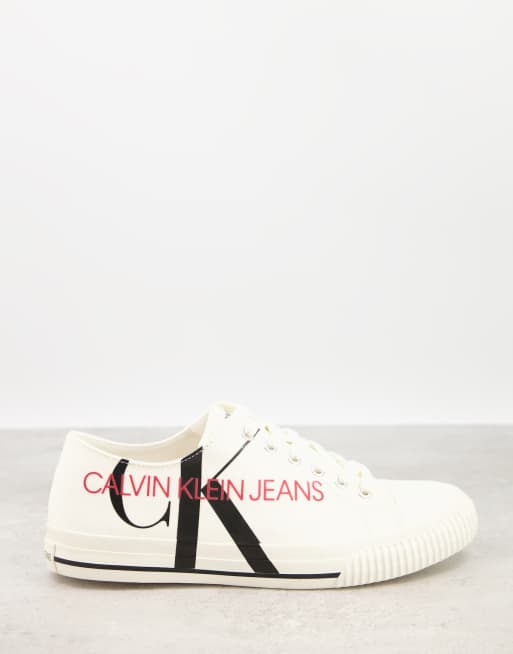 Calvin klein deals white canvas shoes