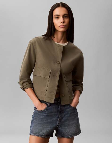 Calvin Klein Jeans – Jacke aus Canvas in staubigem Olivgrün - view 1