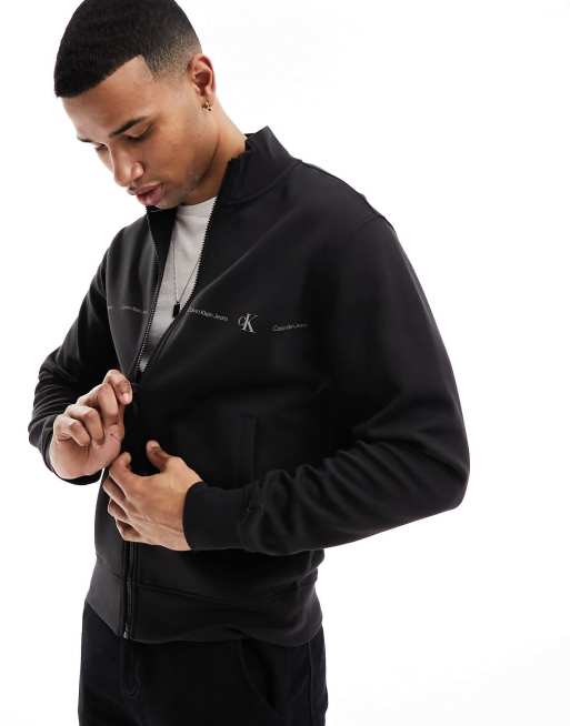 Calvin Klein Jeans – Jacke in CK-Schwarz mit Reißverschluss und lockerem Schnitt