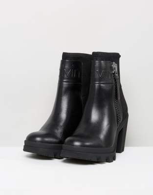 calvin klein black leather boots