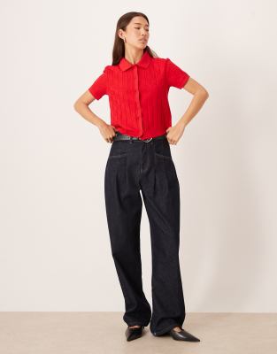 Calvin Klein Jeans Est.1978 Jacquard Emblem Crop Shirt In Red
