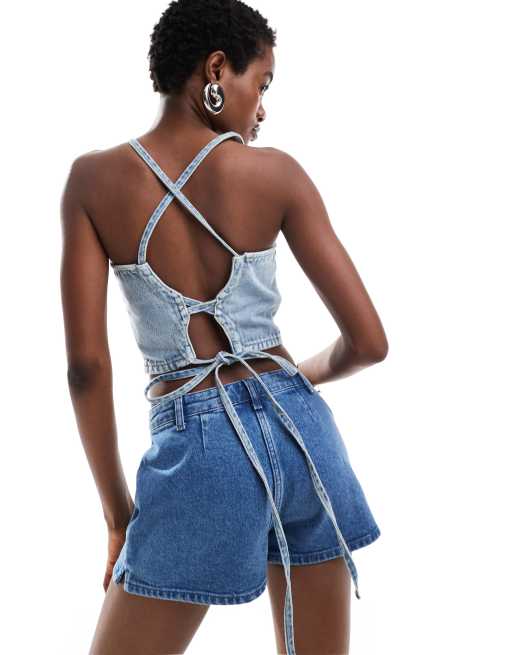 Calvin Klein Jeans – Jasnoniebieski, krótki top z wiązaniem, 2 z 4