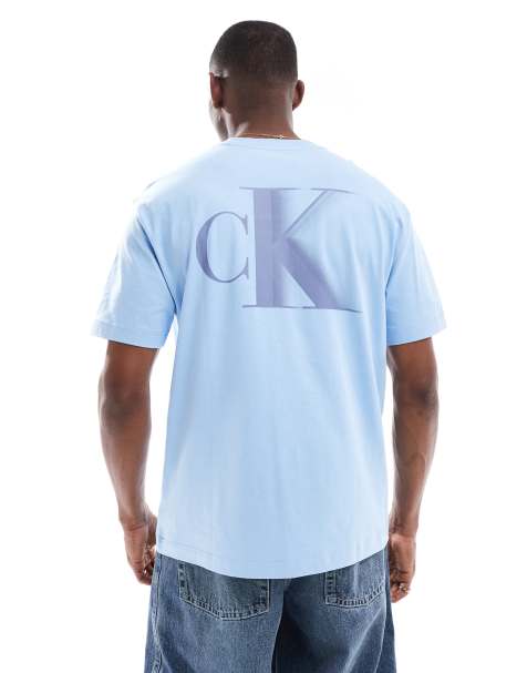 Calvin Klein Jeans bold ck t-shirt in light blue