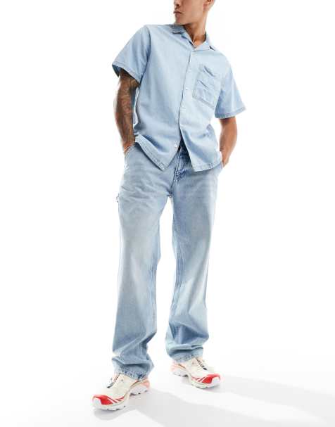 Calvin Klein Jeans – Jasnoniebieskie jeansy carpenter z prostymi nogawkami w stylu lat 90. - view 1