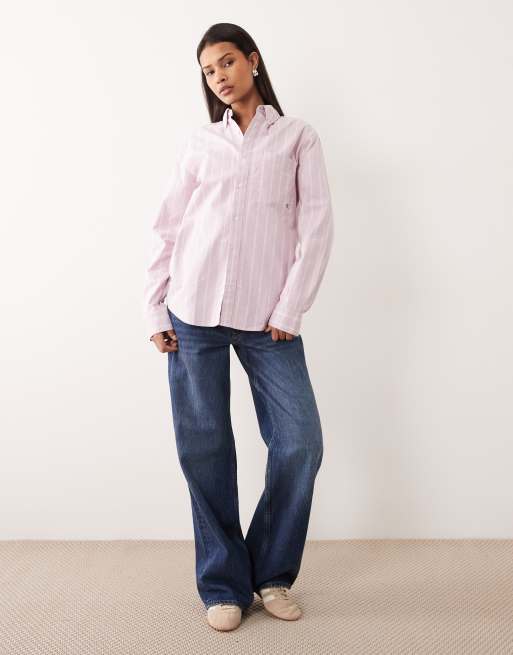 Calvin Klein Jeans – Jasnoróżowa koszula oxford oversize w paski, 3 z 4