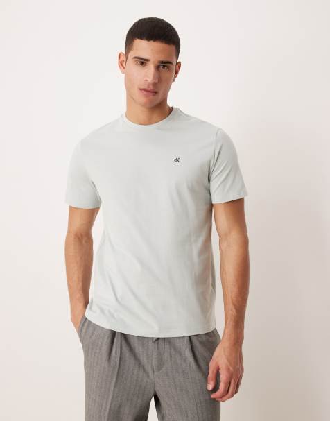 Calvin Klein Jeans – Jasnoszary T-shirt z klasycznym monogramem - view 1