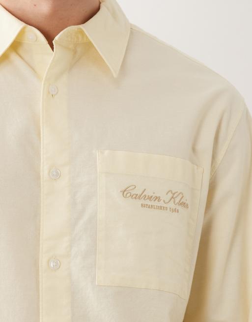 Calvin Klein Jeans – Jasnożółta koszula oxford, 5 z 5