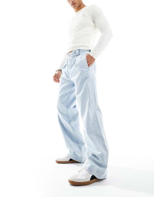 Calvin Klein Jeans - Jean ample à pinces style années 90 - Délavage clair, 4 de 5