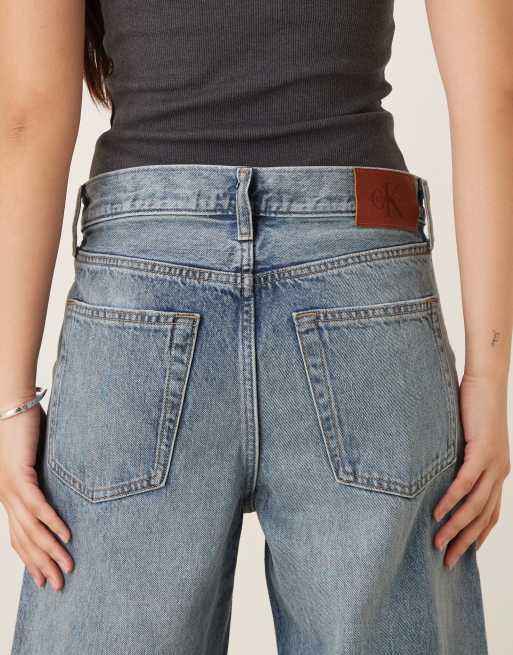 Calvin Klein Jeans - Jean baggy à taille basse - Bleu moyen délavé effet usé, 4 de 5