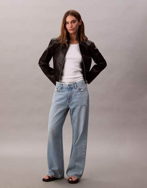 Calvin Klein Jeans - Jean baggy vieilli à taille basse - Bleu clair délavé - view 1