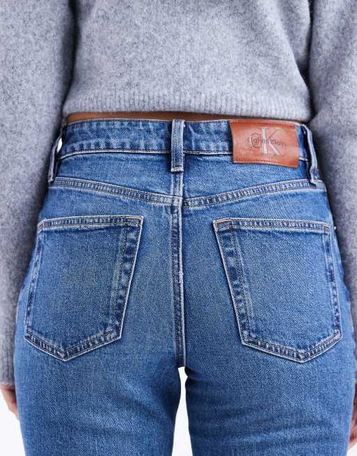 Calvin Klein Jeans - Jean droit à taille haute - Bleu moyen délavé, 4 de 5