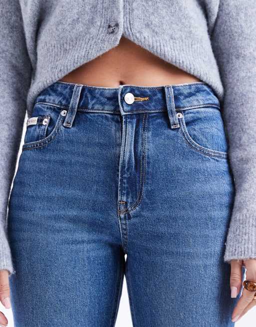 Calvin Klein Jeans - Jean droit à taille haute - Bleu moyen délavé, 5 de 5
