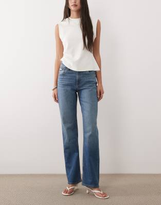Calvin Klein Jeans - Jean droit à taille haute - Bleu moyen vintage délavé