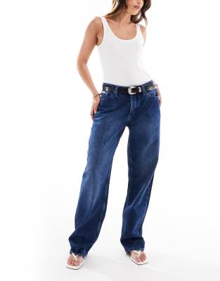 Jean droit  taille haute - Indigo - Calvin Klein Jeans - Modalova