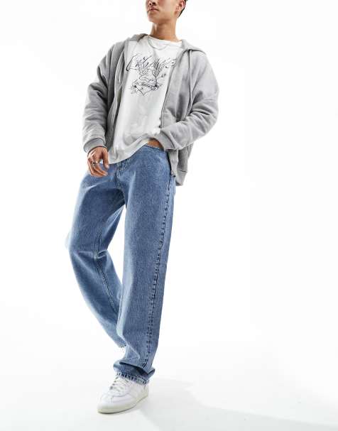 Pantalon Jeans Baggy Homme Bleu Classique Mode Hip Hop