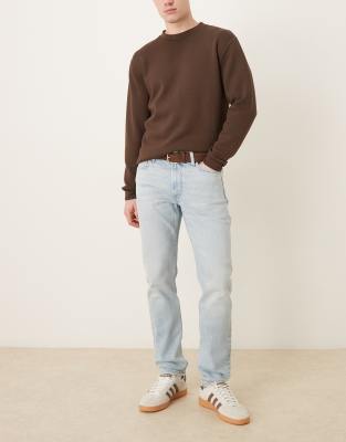 Calvin Klein Jeans - Jean slim fuselé - Bleu clair délavé-Rouge