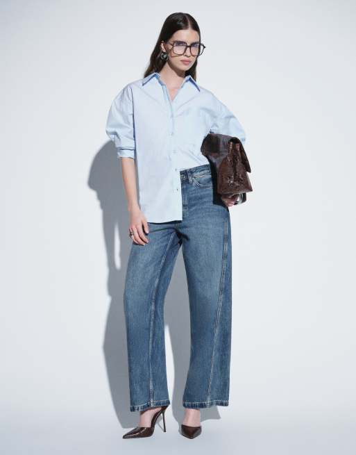 Calvin Klein Jeans - Jeans a cilindro a vita bassa lavaggio blu medio, 2 di 6