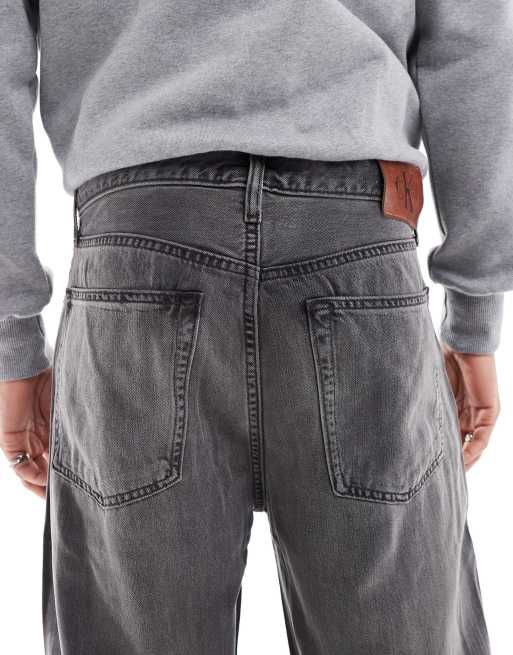Calvin Klein Jeans - Jeans ampi in tencel nero slavato, 4 di 5