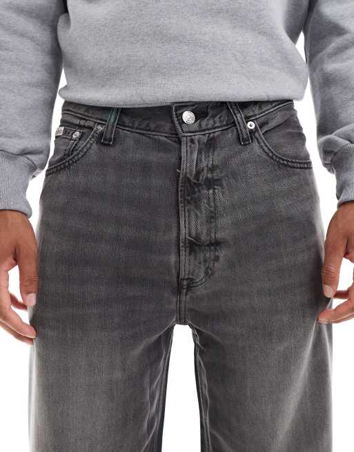 Calvin Klein Jeans - Jeans ampi in tencel nero slavato, 5 di 5