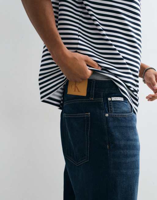 Calvin Klein Jeans - Jeans ampi lavaggio blu scuro vestibilità comoda, 5 di 5