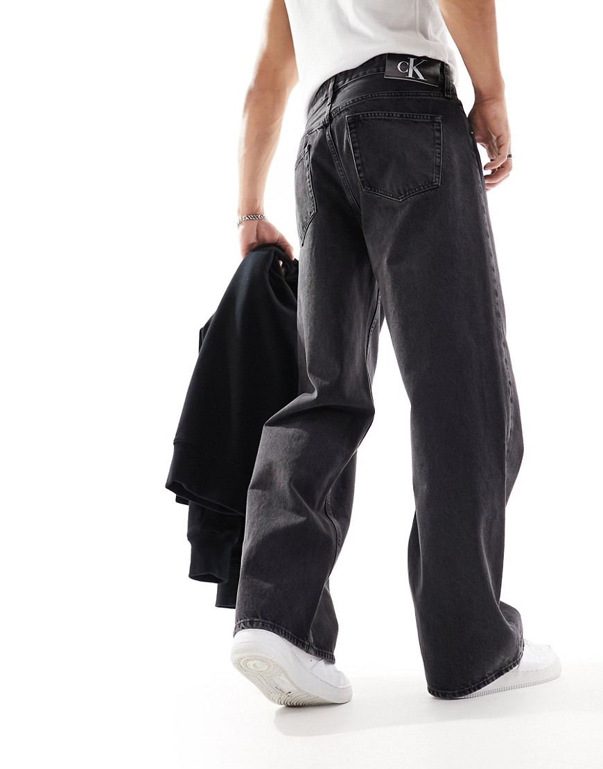 calvin klein jeans - jeans ampi stile anni '90 neri-nero