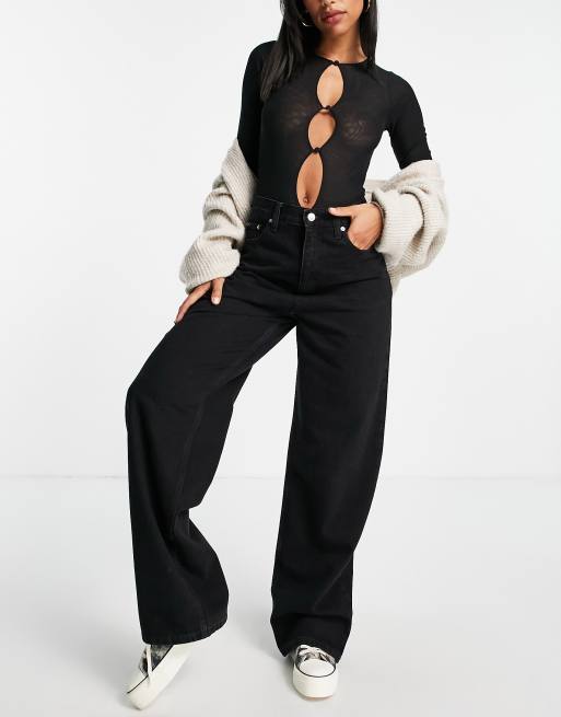 Calvin Klein Jeans - Jeans comodi neri a vita alta