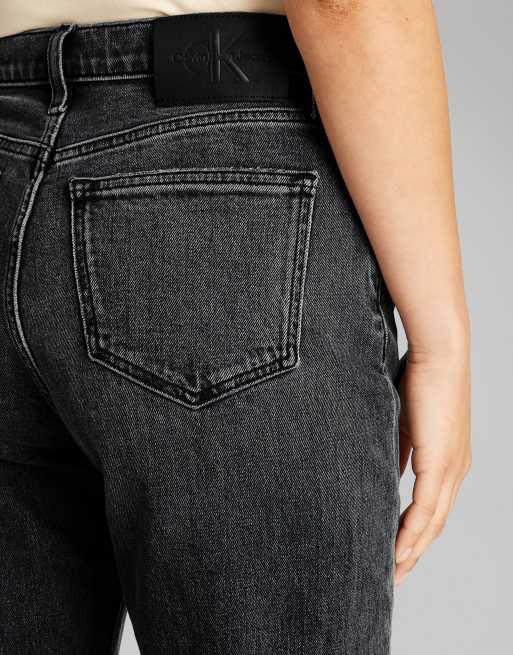 Calvin Klein Jeans - Jeans dritti a vita alta lavaggio nero, 3 di 4