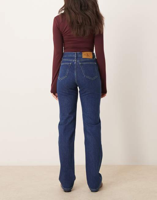 Calvin Klein Jeans - Jeans dritti a vita alta lavaggio scuro, 3 di 5