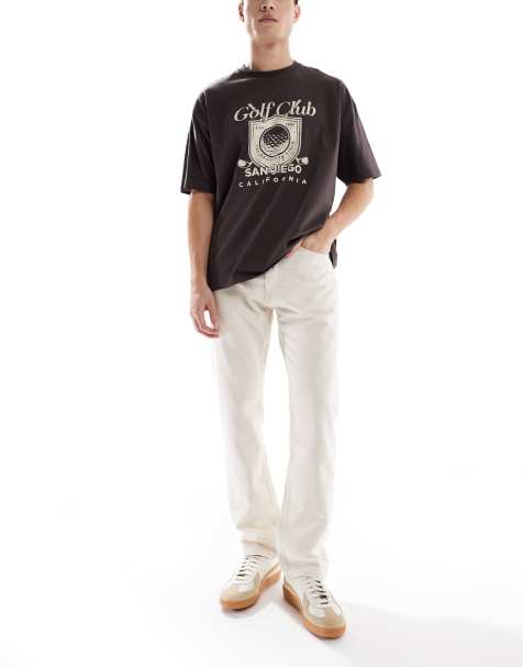 Calvin Klein Jeans - Jeans dritti standard lavaggio bianco sporco - view 1