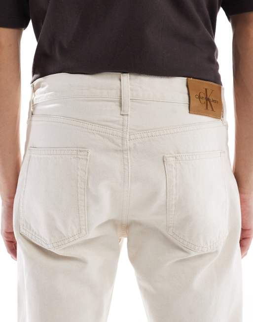 Calvin Klein Jeans - Jeans dritti standard lavaggio bianco sporco, 4 di 5