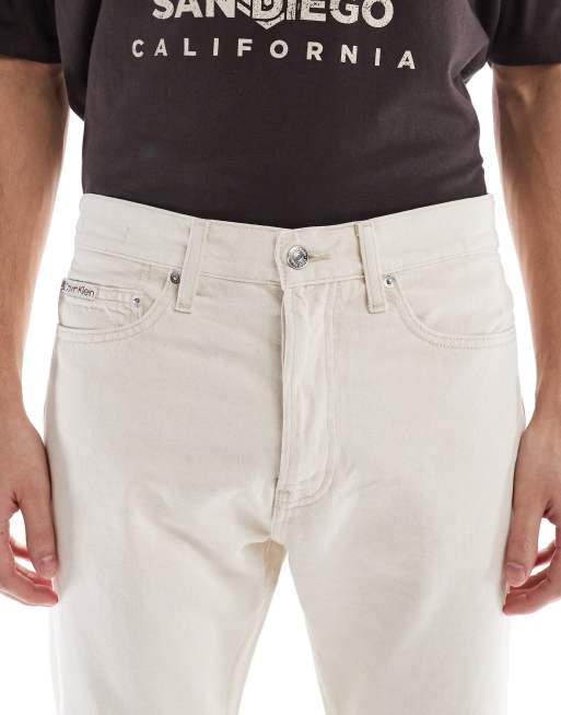 Calvin Klein Jeans - Jeans dritti standard lavaggio bianco sporco, 5 di 5