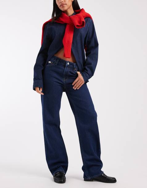 Calvin Klein Jeans - Jeans dritti stile anni '90 lavaggio indaco autentico con logo - view 1