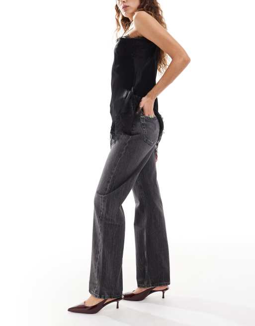 Calvin Klein Jeans - Jeans dritti stile anni '90 nero slavato con logo, 3 di 5