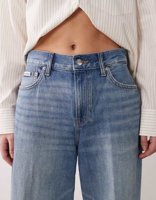 Calvin Klein Jeans – Jeans in Blau mit Vintage-Optik und weitem Bein, 5 von 5