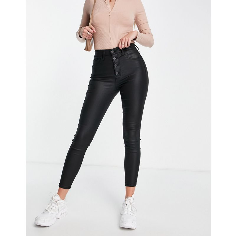 Calvin Klein Jeans – Jeans in Schwarz mit superengem Schnitt und hohem Bund