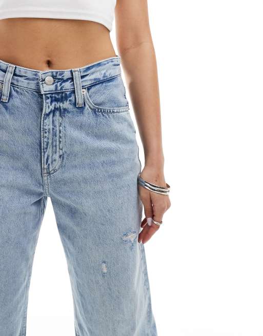 Calvin Klein Jeans - Jeans larghi a vita alta lavaggio chiaro, 3 di 5
