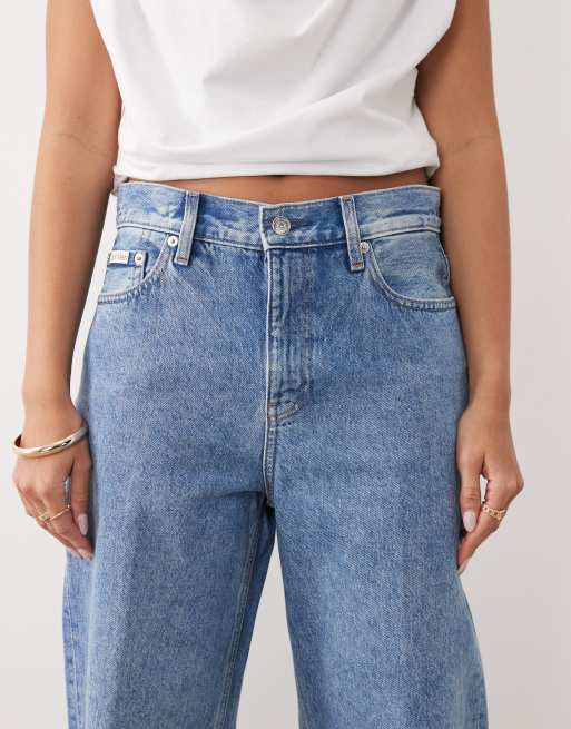 Calvin Klein Jeans - Jeans larghi a vita bassa blu, 5 di 5