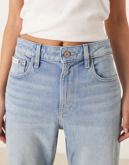 Calvin Klein Jeans - Jeans med høj talje og lige ben i blå vask, 4 af 5