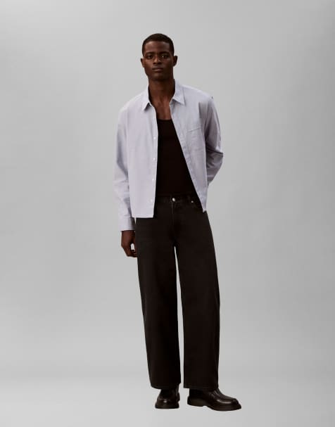 Calvin Klein Jeans - Jeans met wijde ronde pijpen in zwart - view 1