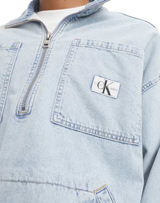 Calvin Klein Jeans – Jeans-Schlupfjacke in heller Waschung, 2 von 4